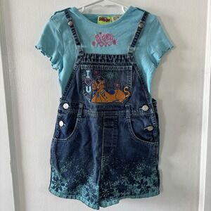 Scooby Doo Vintage Cartoon Network  Denim Overalls Shortalls Size 5‎ Excellent
